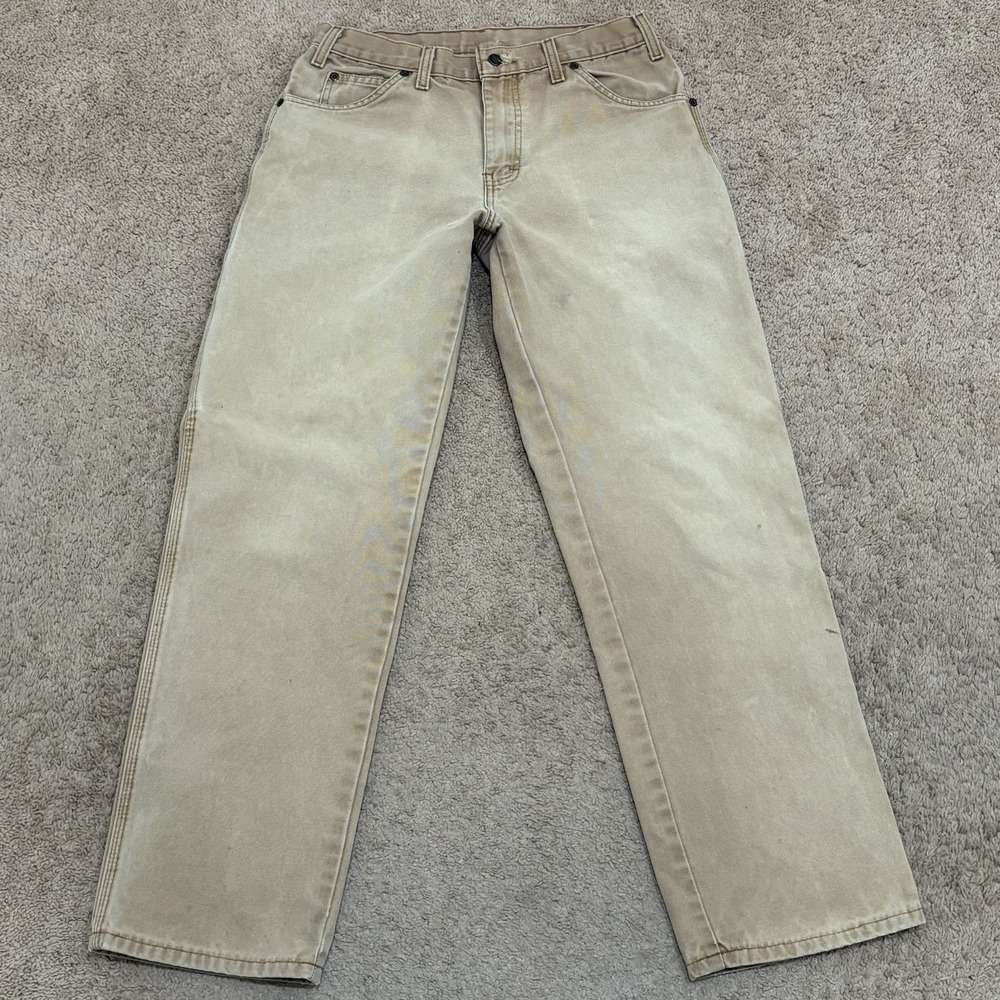 Vintage Dickies Carpenter Pants Mens 32x30 FADED Brown Workwear Canvas Baggy Y2K